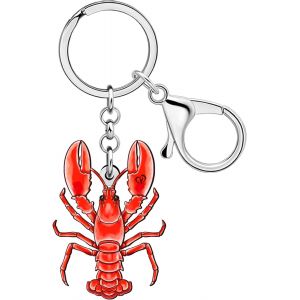 KALANKA-Porte-cl&eacute;s Acrylique Fun Rouge Homard Cl&eacute;s de Voiture Portefeuille Sac &agrave; Dos Porte-cl&eacute;s Accessoires Animaux Marins Cadeaux pour Femmes Filles Breloques - Neuf
