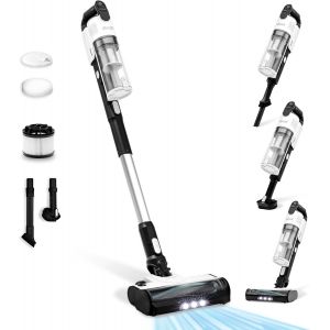 Aspirateur Balai sans Fil 4 en 1 Léger Anti-Enchevêtrement, jusqu'à 50 Mins, 5 Couches Filtre à 99,9%, Lumière LED, pour Les Poils d'animaux, Poussière, Sols Durs, Voitures, Balais Électriques - Neuf