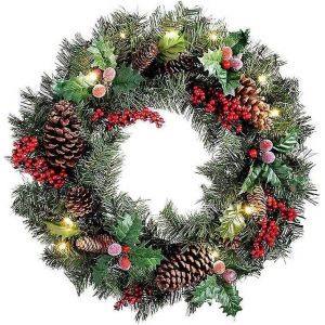 o&euml;l de Couronnes pour la Porte Avant, la Nouvelle Couronne de No&euml;l, Couronnes de fleurs Artificielles pour Int&eacute;rieur Ext&eacute;rieur de la Fen&ecirc;tre de Chemin&eacute;e, D&eacute;cor de Maison, D&eacute;corations de No&euml;l 40cm - Neuf