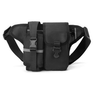 Imperm&eacute;able en nylon Randonn&eacute;e Fanny Pack Sports Bum Bag avec porte-bouteille T&eacute;l&eacute;phone Sport Ceinture Sacs de taille Noir - Neuf