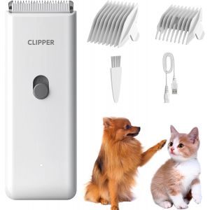 Jgd-Tondeuse Pour Chien, Professionnelle Kit Toilettage Chien, Silencieuse Tondeuse Chat Avec Lame En C&eacute;ramique, Tondeuse Animaux Electrique De Compagnie, Etanche Ipx7 (Blanc) - Neuf