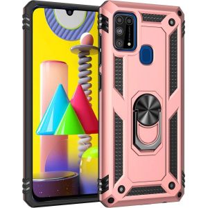 Kal-Coque Pour Samsung Galaxy M31/M21, Coque Etui Housse Galaxy M31/M21 + Protecteur D'écran, Antichoc Militaire [Tough Armor] Heavy Duty Shock Proof Protective Housse Avec Anneau Support,Roseor - Neuf