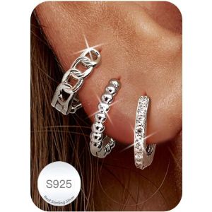 Kal-Paires Boucles D'oreilles Femme Argent Piercing Oreille Creoles Argent Femme Boucles D'oreille Cartilage Piercing Conch Daith Tragus Piercing Creolebijoux Femme Creole Argent Or - Neuf