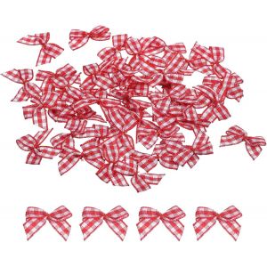 Kal-50pcs Mini N?Ud En Ruban Carreaux 2.5cm N?Uds En Ruban De Satin À Carreaux Pour Bricolage, Couture De N?Uds Pour Cheveux, Mariage, Fête D'anniversaire Rouge Et Blanc - Neuf