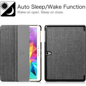 Coque Pour Samsung Galaxy Tab S 10.5 2014 T800 / T805 - Etui Ultra-Mince Et L&eacute;ger En Cuir Pu Housse De Protection Avec Fonction Sommeil/R&eacute;veil Automatique Support Tablette, Gris Denim - Neuf