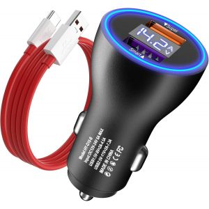 JGD-Chargeur Allume Cigare USB Rapide et 1M/3.3FT SUPERVOOC C&acirc;ble USB Type C Charge Rapide pour Oneplus Nord 3 12R 11 10 Pro, Chargeur Voiture pour Oppo Find X5 Pro Reno11 10 8 Pro realme GT Neo 3T - Neuf