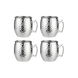 Lot De 4 Tasses Moscow Mule En Acier Inoxydable - 530 Ml, Couleur Argent - Neuf