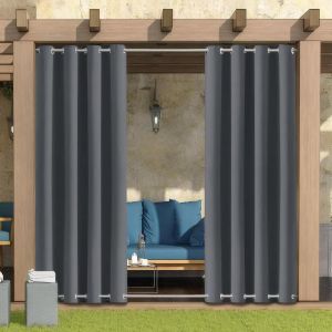 Mevronisshop-Rideau Exterieur Terrasse,Imperm&eacute;ables,Rideau Pergola Ext&eacute;rieur Occultants &Agrave; Double ?illet &Agrave; Isolation Thermique Pour Tonnelle De Porte De Jardin,Gris Fonc&eacute;,2 Pi&egrave;ces|132x275cm - Neuf
