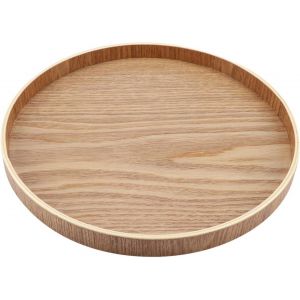 Checarzhn--No1-Plateau De Service Rond En Bois Naturel - Décoration De Ferme, Table Basse, Petit Déjeuner - Pour Aliments, Fruits, Bonbons (27cm) - Neuf
