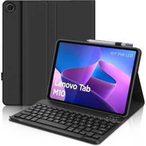 Coque Clavier pour Lenovo Tab M10 3rd 10.1"" AZERTY Fran&ccedil;ais Clavier D&eacute;tachable sans Fil Bluetooth, &Eacute;tui pour Lenovo M10 3rd 10.1 Pouces 2022 (TB-328FU/TB-328XU), Noir - Neuf