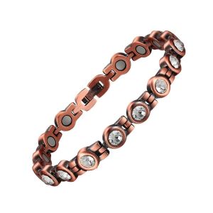 Bracelets En Cuivre Pour Femmes, 99,9 % Pur, &Agrave; Maillons Magn&eacute;tiques Ajustables, Avec Outil De R&eacute;glage Pour Soulager La Douleur - Neuf
