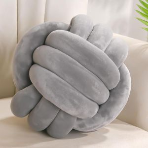 Cauc-Coussin Noeud Gris Fonc&eacute;, Coussins Rond Decoration Chambre, Coussin Deco Salon Aesthetic, Coussins Canape Decoration, Decoratif Lit Enfant, 22cm - Neuf