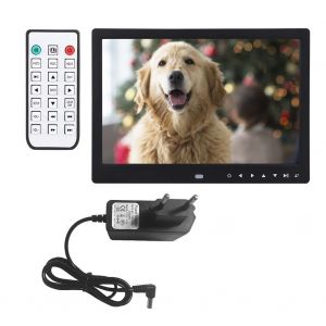 Cadre photo numerique portable HD 12 pouces, horloge, lecteur de films, album avec telecommande (noir, UE, AC110-240 V) - Neuf