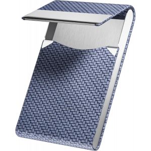 Bleu - Porte-cartes de visite pour homme et femme en acier inoxydable et cuir PU bleu, fermeture magnétique, porte-cartes de visite/carte d'identité/portefeuille (1 pièce) - Neuf