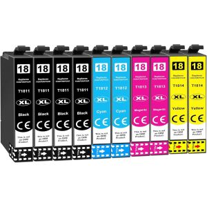 ERYI-18Xl Cartouches D'Encre Remplacer Pour Epson 18 Xl Compatible Avec Epson Expression Home Xp-325 Xp-202 Xp-205 Xp-212 Xp-225 Xp-305 Xp-315 Xp-402 Xp-405 Xp-412 Xp-415 Xp-425 (10-Pack) - Neuf