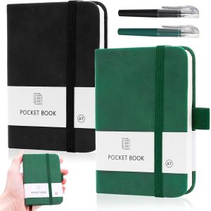Kaxdl-2 Pièces Petit Carnet De Notes De Poche,A7 Notebook De Voyage,Carnet Cuir Avec Stylo Cahier To Do List,Mini Carnet Avec Fermeture Élastique Pour Les Voyages,L'école,Le Travail - Neuf