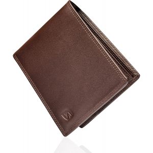 CHENG-| Portefeuille en Cuir pour Hommes [Space] | Marron | avec Protection Anti-RFID | Homme Garçon Cadeaux Porte de Billets Besace Pochette Poche pour la Tête Accessoires de sécurisé Cuir Hommes - Neuf