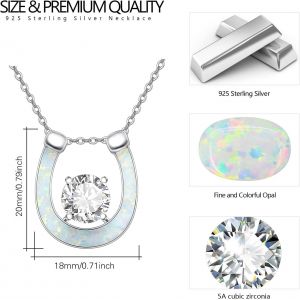 Collier Fer &Agrave; Cheval En Argent Sterling 925 Avec Opale En Forme De Fer &Agrave; Cheval Pour Femme,Bijou Tendance Pour Femme,Cadeau Pour Petite Amie,Argent Sterling - Neuf