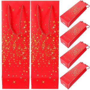 Cadeau de vin Sacs avec Poign&eacute;es pour les Bouteilles de Blanc de Carton de Couleur Assortie pour le Stockage 6pcs - Neuf