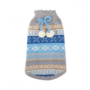 Hjlian Pull Tricote Chaud Pour Animaux De Compagnie, Chat, Chien, Chiot, Motif Flocon De Neige, Avec Boules, Hiver (Bleu L) - Neuf