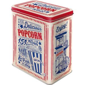 Boîte de Conservation rétro L,Popcorn-Idée de Cadeau pour la Cuisine,Grande récipient à café métallique,Design Vintage,3 l - Neuf