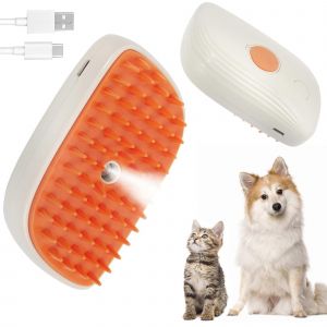 3 En 1 De La Vapeur Chat Brosse &Agrave; Cheveux Pour Les Chiens Et Les Chats, En Silicone Souple Auto-Brosse De Nettoyage Avec Un Spray De Massage Et De Fonctionnalit&eacute;s - Neuf