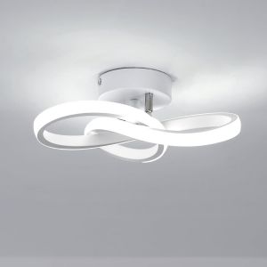 Subzonal-Plafonnier Led Moderne, 22w Luminaire Plafonnier Led Courb&eacute; Design 2500lm, Plafonnier Couloir Pour Luminaires Int&eacute;rieur Salon Chambre Cuisine, Blanc Froid 6500k, Blanc, Dia 25cm - Neuf