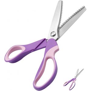 Mevronisshop-Ciseaux Cranteurs 23,5 Cm Ciseaux De Couture Professionnels En Acier Inoxydable Pour Travaux Manuels, Pour Cuir, Coton, Papier, Tissu (Mauve) - Neuf