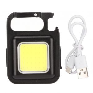 Lampe de poche COB multifonctionnelle et rechargeable, mini porte-cles, ideale pour le camping et la peche en plein air - Neuf