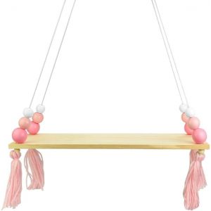 &Eacute;tag&egrave;re murale flottante en bois avec corde pour salon, salle de bain, chambre &agrave; coucher - Neuf