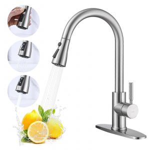 Robinet de cuisine en acier inoxydable nickel brossé pour éviers utilitaires de buanderie de style campagnard - Neuf