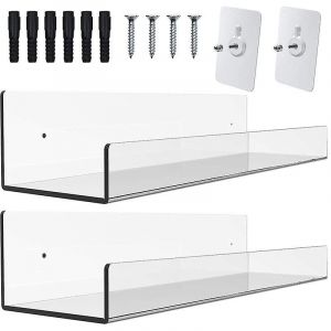 Paquet De 2 15 Pouces Acrylique Invisible Enfants Étagère Flottante Pour Chambre D'enfant,Affichage De Rebord D'image Moderne - Neuf