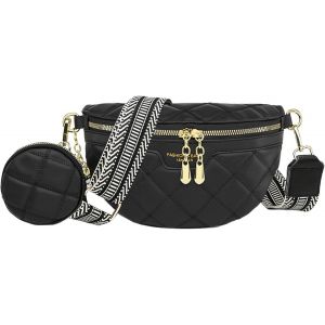 Sac Banane Femme Noir Sac bandouli&egrave;re Femme Petit Sac a Main Femme bandoulieres Pochette Telephone Portable avec Porte-Monnaie et bandouli&egrave;re de 5 cm de Large - Neuf
