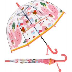 Parapluie - Transparent - Anti-Vent - Long Cloche, Parapluie Enfant Transparent Cloche Robuste Et Stable, Parapluie D&ocirc;me Garcon Fille Parapluies Cannes V&eacute;hicule Blue Engineering - Neuf