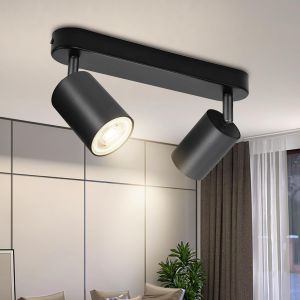 Ulteronixshop-Spot Plafond Gu10 Plafonnier 2 Spots Noir Orientable Moderne Luminaire Int&eacute;rieur Plafonnier &Eacute;clairage De Plafond Pour Cuisine, Chambre, Salon, Couloir, Ampoule Non Incluse - Neuf