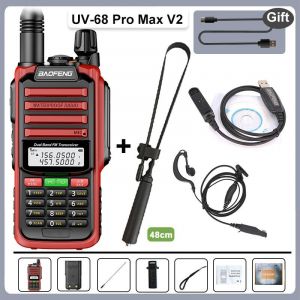 UV-68 Pro Max V2 IP68 étanche talkie-walkie 8800 mah batterie Type C UHF VHF double bande 128 canaux UV-S22 UV-98 Pro Radios rouges - Type Red-HD-48-Cable #A - Neuf