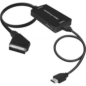 Convertisseur/Adaptateur Péritel Vers Hdmi, Convertisseur Audio Vidéo Hd 1080p Avec Câble - Pour Hdtv/Projector/Stb/Vhs/Xbox/Ps3/Sky Blu-Ray Dvd Player - Neuf