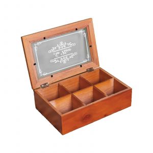 6 Compartiment Bois Th&eacute; Sachet Bo&icirc;te De Rangement Bijoux Affichage Gadget Cas Vintage D&eacute;coratif Cosm&eacute;tique Bibelot Poitrine Boucles D'oreilles D&eacute;coration Int&eacute;rieure - Neuf