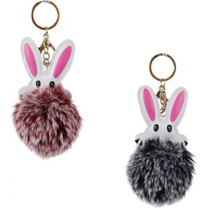 KAL-Lot De 2 Porte-Clés En Peluche En Forme De Lapin Pour Femme - Pour Anniversaires, Anniversaires De Mariage, Noël - Neuf