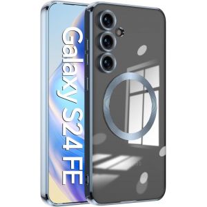 Sjzg-Esong Magnétique Coque Samsung Galaxy S25,Etui Antichoc Avec Magsafe[Recharge Sans Fil],Silicone Mince Housse Avec D'objectif D'appareil Photo,Case De Transparente-Bleu - Neuf