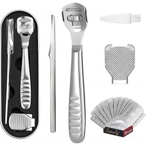 Checarzhn--No1-14 Pièce Râpe À Pied, Professionnel Mortes En Lime Pour Pieds, Rasoir Râpe Pied Pour Callosités Rasoir Pour Talons, Outil De Pédicure Kit Avec 10 Lames Argent - Neuf