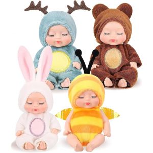 ERYI-Poupee Bebe, Poupee, Poupée Bébé Reborn Realiste Poupee 4 Set Vêtements De Poupée Vêtements Accessoires, Soft Body, Matériau En Pvc Lavable, Oupée Pour Enfant Dès 36 Mois - Neuf