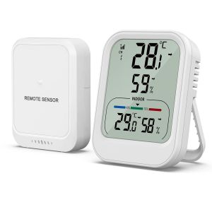 Thermomètre Hygromètre Numérique, Thermomètre Intérieur et Extérieur avec Capteur Sans Fil, Portée de 328pieds/100m, Valeur MAX/MIN, °C/°F, Moniteur de Température pour Serre, Cave, Garage - Neuf