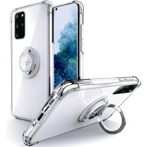 Kal-Coque Pour Samsung Galaxy S20 Plus 5g, Coque S20 Plus Silicone Avec Support À Anneau Rotatif À 360 Degrés, Housse Mince En Tpu Souple Antichoc Pour Galaxy S20 Plus - Transparente - Neuf