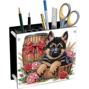 Peinture Diamant Porte-Stylo Diamond Painting Organiseur De Stylos Perle Diamant A Coller Boîte À Stylos Pot À Stylos Pour Bureau École Porte-Crayons Organisateur De Bureau Chien - Neuf