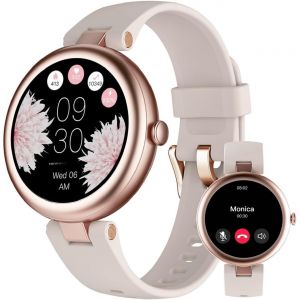 Montre Connectée Femme Ronde Petite Montre Podometre Smartwatch Avec Appel Bluetooth Cardiofrequencemetre Oxymetre Chronometre Pour Android Ios Montre Sport Pour Running Course À Pied Etanche Ip68 - Neuf
