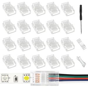 5 Pin 10mm Led Cob Light Band Connector Light Band To Line Quick Connector Rgb Light Adapter Clear Track Lighting Connector No Backlash For 5050 Led Rgb Light Band (20pcs) - Neuf