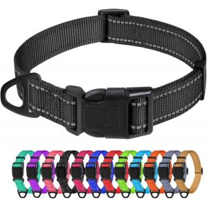 Collier Pour Chien, Collier En Nylon R&eacute;fl&eacute;chissant R&eacute;glable Classique Convient Pour Moyens Chiens, Noir, 2.5cm Largeur - Neuf