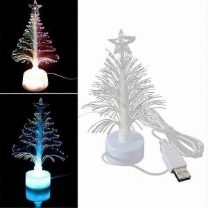 Mini Led Arbre De No&euml;l De Lumi&egrave;re La Nuit &Agrave; Changement De Couleur De La Fibre Optique Usb - Neuf