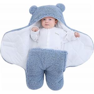 Couverture D'emmaillotage Unisexe Pour Bébé, Nid D'ange, Gigoteuse À Capuche Pour Nouveau-Né - Bleu - S (0-3 Mois) - Neuf
